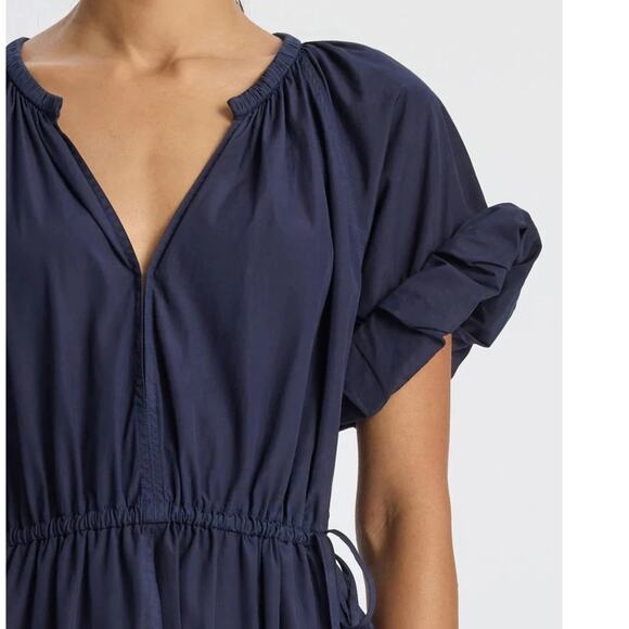 A.L.C. Odin Poplin Midi Asymmetric Cotton Dress Maritime Navy Blue Size 8 NWT - Picture 2 of 15